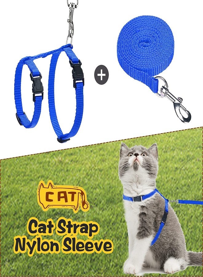 Pups&Pets Nylon Harness Leash Set for Cat Kitten and Small Pet Nylon Harness Strap Collar | Cat Training Leash (Plain, Blue) - Image 4